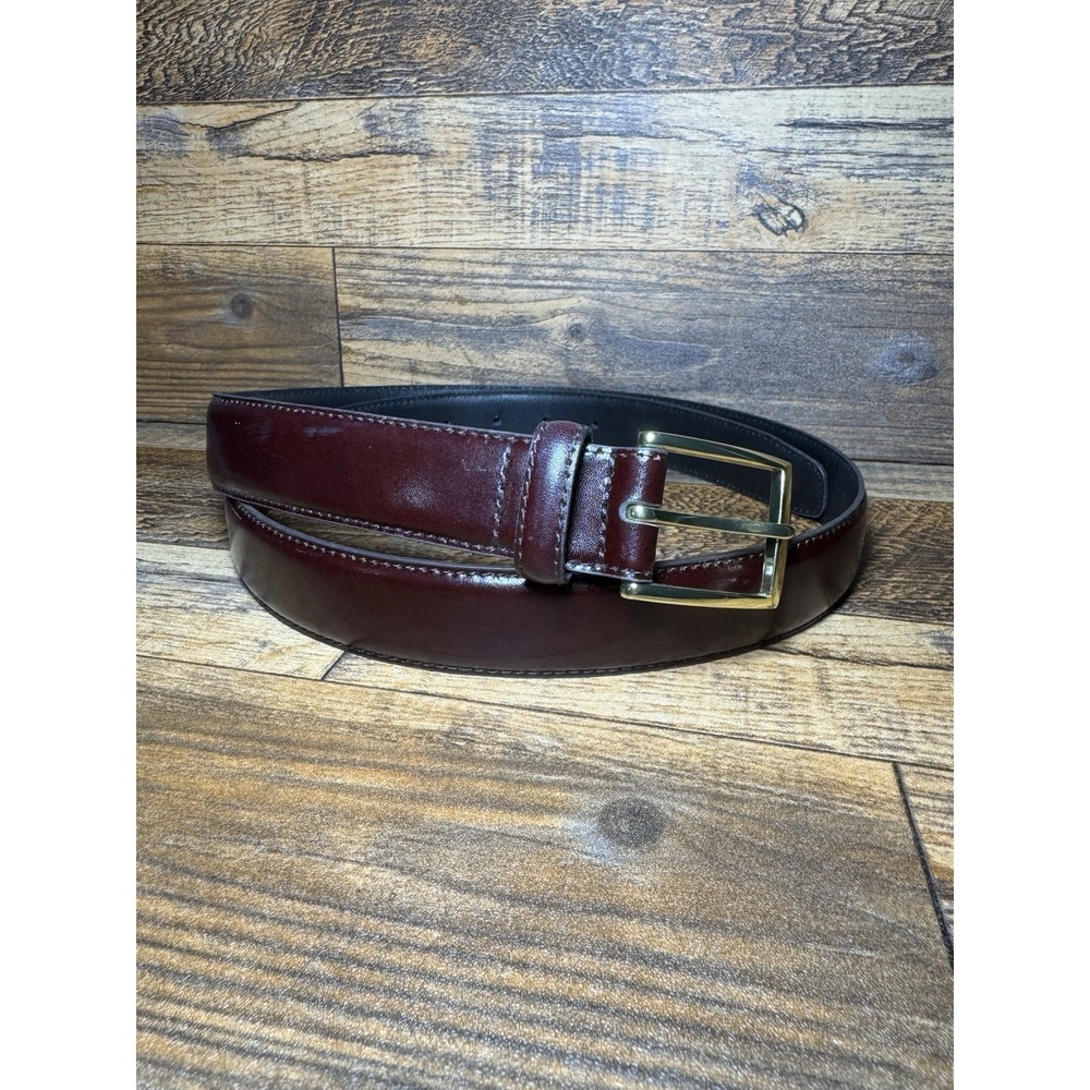 Jos. A. Bank Leather Dress Belt 3702 Size 40 Burgundy Oxblood Gold Buckle